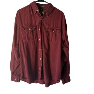Justin Boot Vintage Mens Burgundy Black Pinstripe Button Shirt M Western‎ Cowboy
